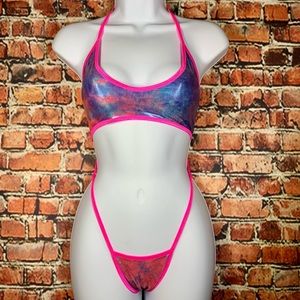 Metallic Tie Dye Exotic Dancer One Piece GString